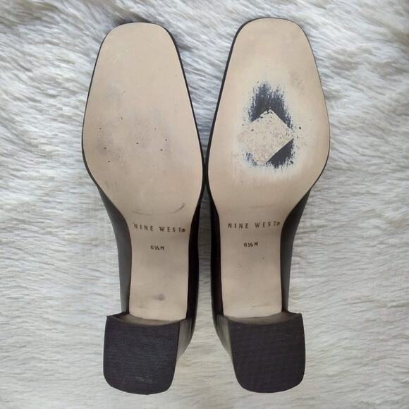 Vintage Nine West Brown Leather Chunky Heels - Picture 7 of 8